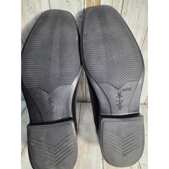 Ashford Hayes Mens Black Leather  Toe Slip On Loafer Dress Shoes Size 12 EEEE